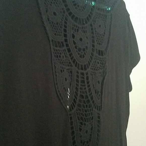 Knit top. Cowl deep vee front with lace back inser - Picture 2 of 3